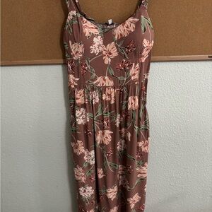 Floral Taupe Midi Dress